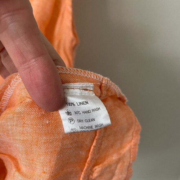 Vivid Tiered Linen Pullover Scoop Neck Casual Tank Top Blouse Orange Large - Picture 8 of 8